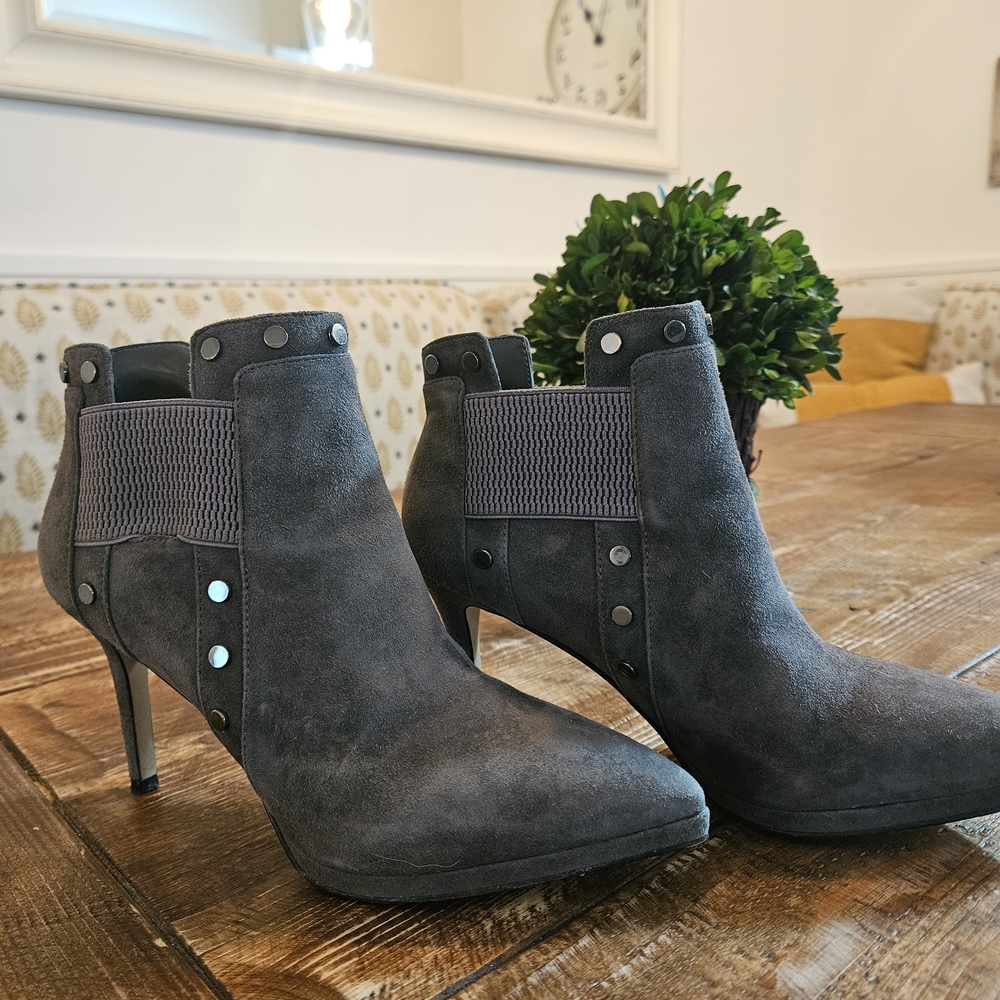 Karl Lagerfeld Charcoal Studded Heeled Boots